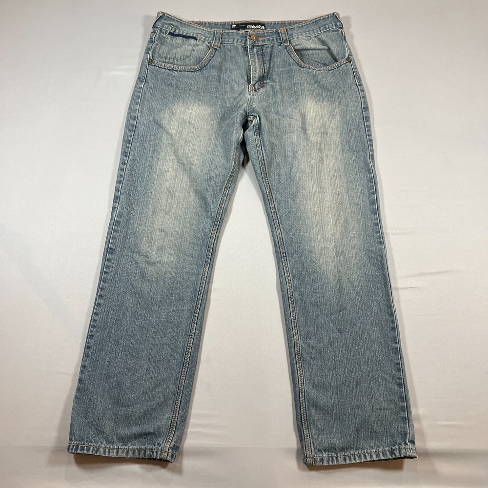Mecca Straight Jeans Mens 40x34 Blue Denim Cotton Mid Rise Medium Wash Slim Fit